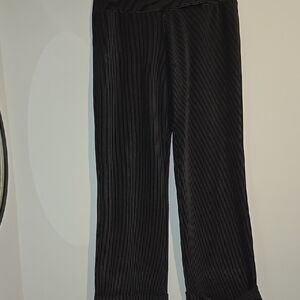 Black Ribbed Knit Trousers with Elastic Waistband
